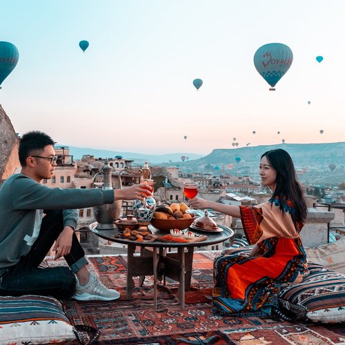 Roof Top Bar & Restaurant with Town View at Sultan Cave Suites in Goreme,  Cappadocia