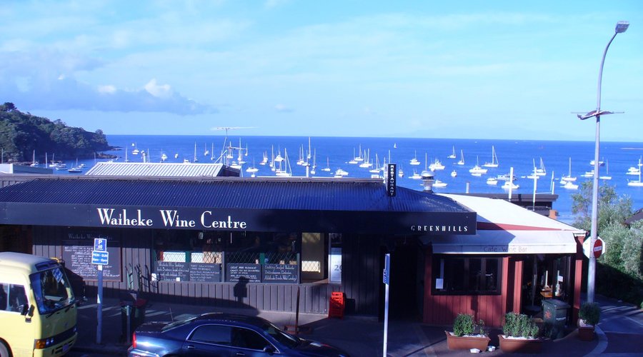 View of Oneroa beach from a local restaurant