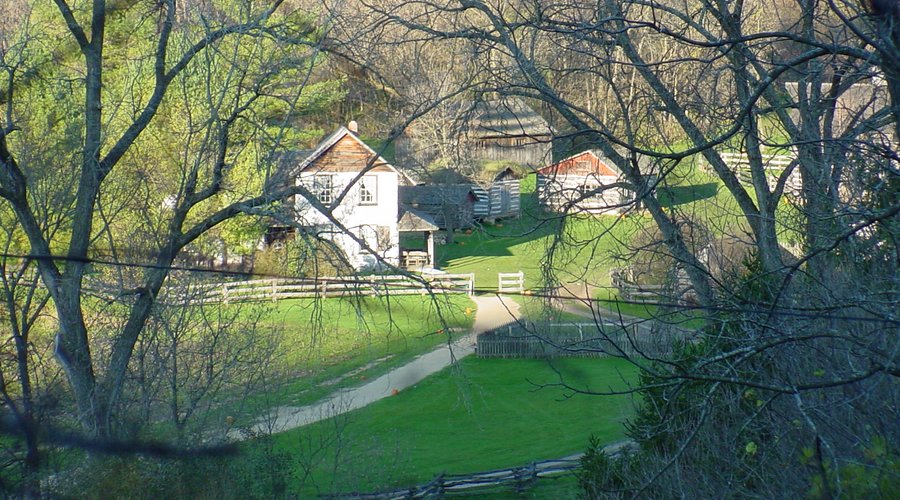 Closeup of view to homestead from cabin