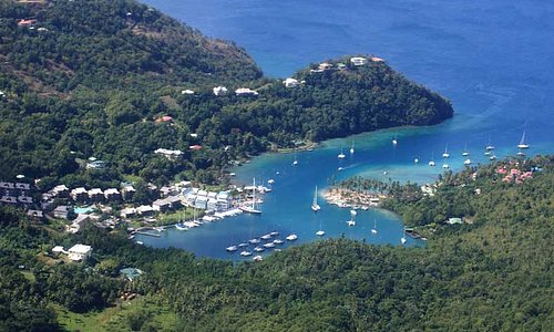 Marigot Bay from a helicopter