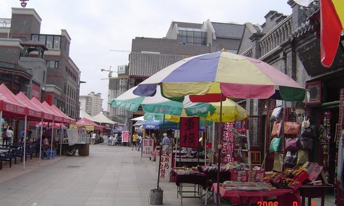 View down Ancient culture street stalls