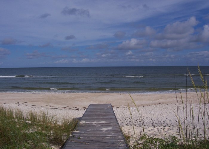 View of the beach/Gulf from the boardwalk of A Reel Deal.