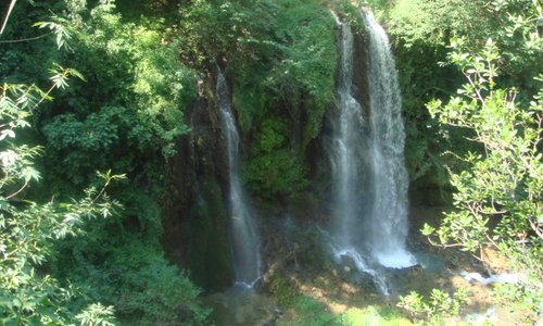 Smaller waterfalls are channeled into the river