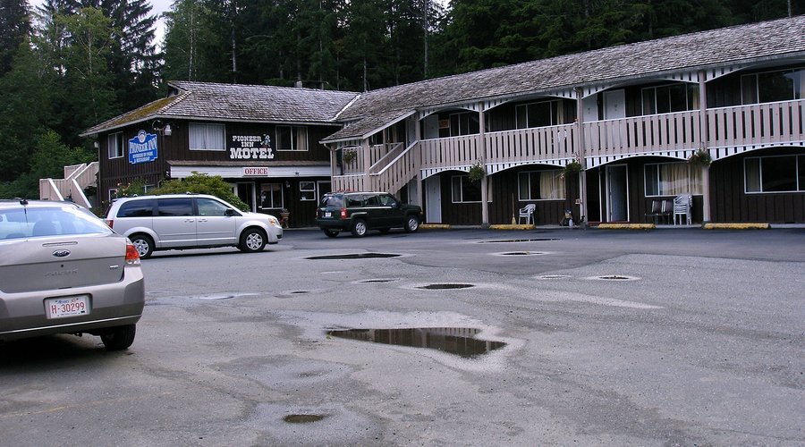 The hotel on a rainy day