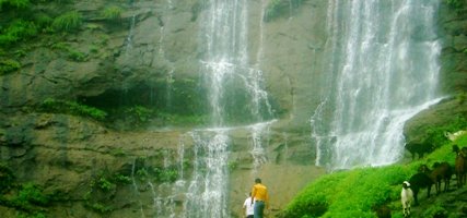 Misty monsoon waterfalls