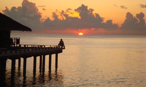 Sunset from the water bungalow