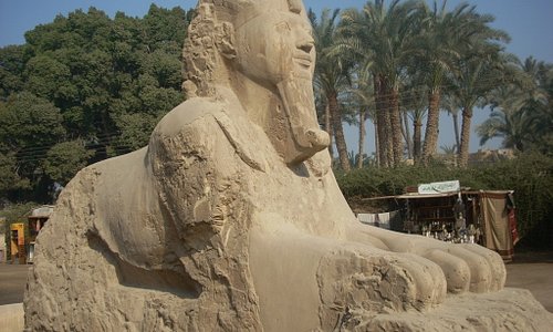 A closer view of the alabaster sphinx