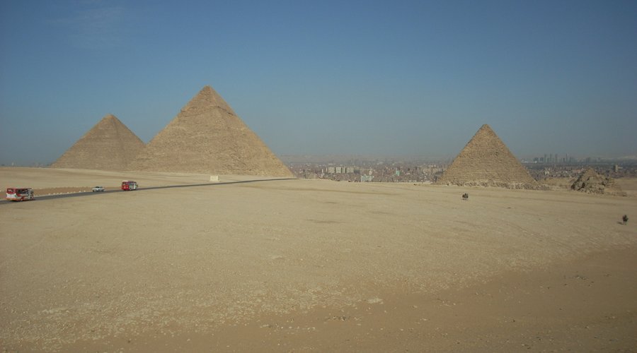 The three major pyramids from the bluff above where most of the camel drivers operate.