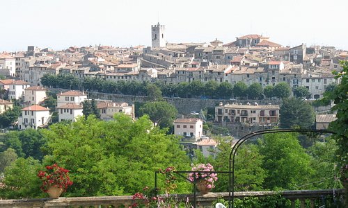 View of Vence from Chapel, Camera inside fence, photographer outside of fence