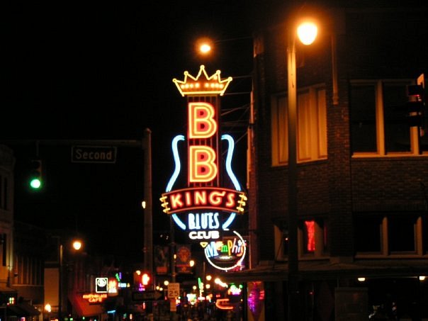 Neon sign lit up at night, B. B. King's Blues Club, Memphis, Shelby County,  Tennessee, USA' Photographic Print