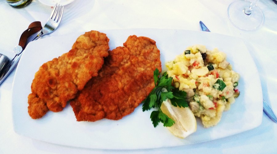 Schnitzel with potato salad (better w risotto)