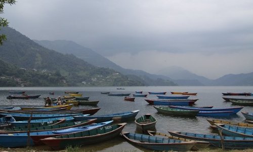 Phewa Lake in the evening. We went on a 1 hour boat ride here