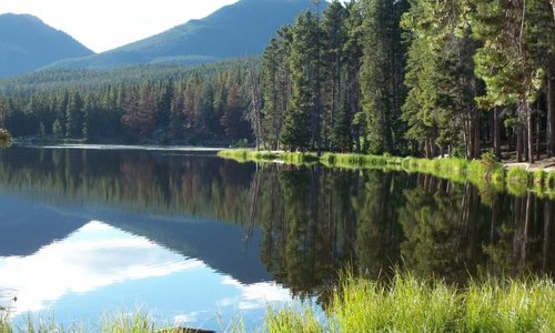 I took a photography class and this photo was taken at Sprague Lake in the Rocky Mountains.  It