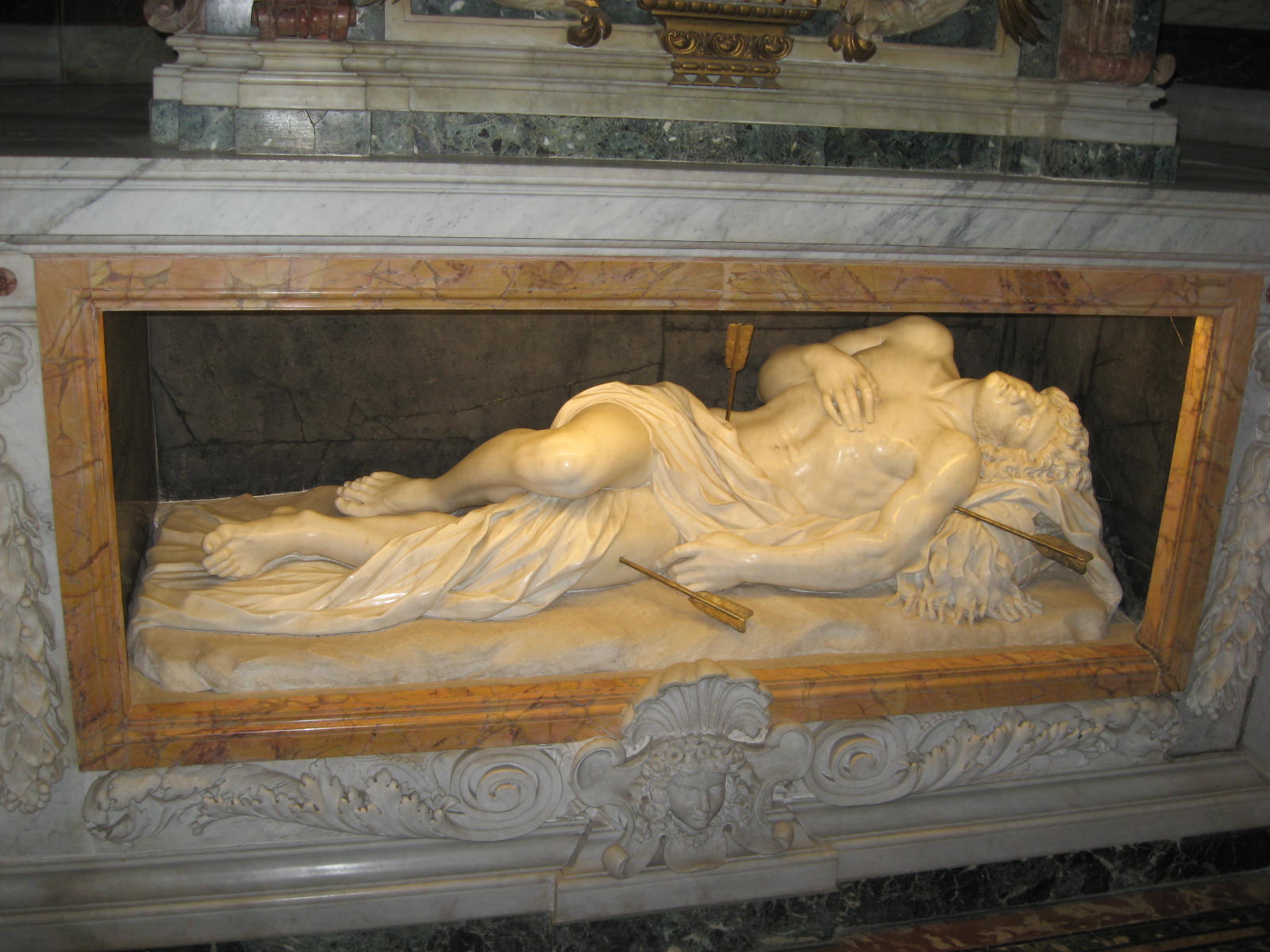 Catacombe San Sebastiano Rome   Statue Of St Sebastian 