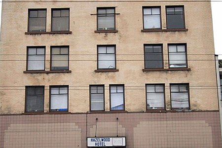Front of Hazelwood slum.  Would you pay to stay here???