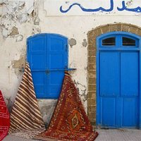 A pharmacy turned rug shop in Essaouira's laidback souks