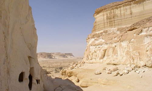 Desert tombs near the sand sea.