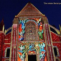 The lady chapel frescoes are projected onto the cathedral