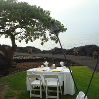 Our Private Ocean Front overlooking sunset and Manta Ray table