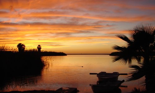 Sunset row across the lagoon