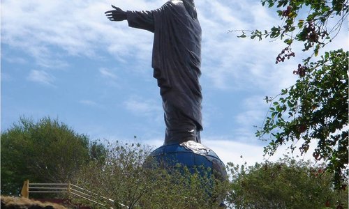View of the statue on the hike up.