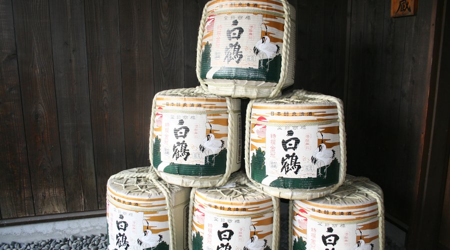 Sake barrels ready to ship