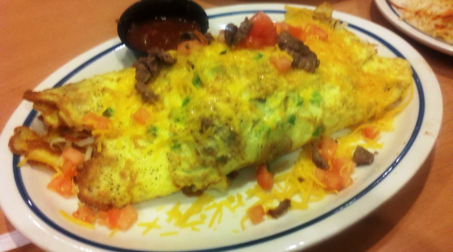 Big steak omelette