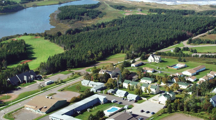 aerial photo of resort