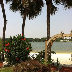 The lake behind the resort