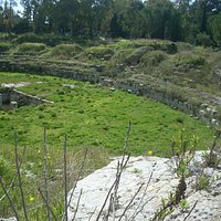 Some of the structure beneath the amphitheater floor are visible in this photo.