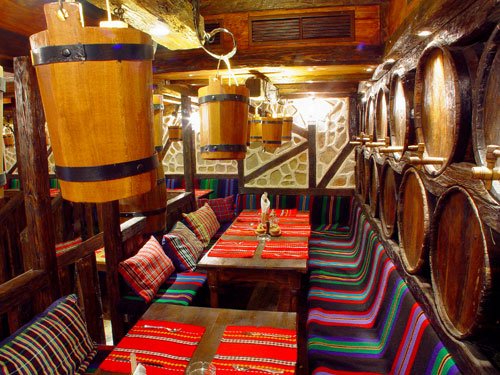 Seats near old barrels