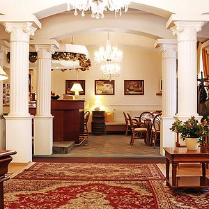 Fleur De Lis Hotel in Prague, image may contain: Home Decor, Lamp, Dining Room, Living Room