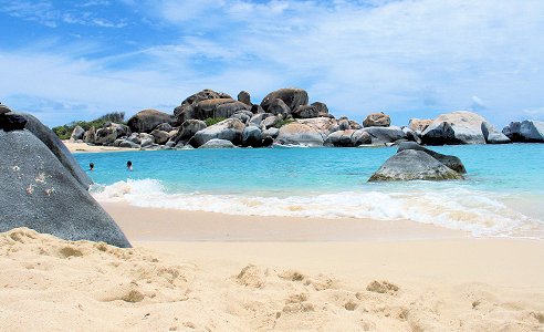 Pile of boulders at  Devils Bay