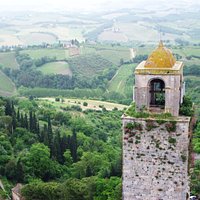 View over Tuscany from Torre Grossa after rainstorm