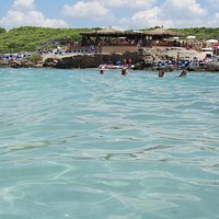 sea and beach bar from the rocks