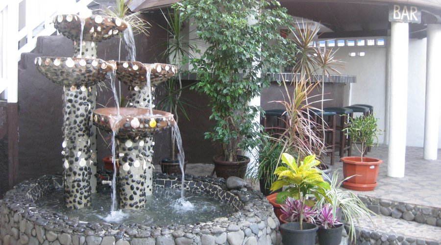 The fountain welcomes you to the bar area