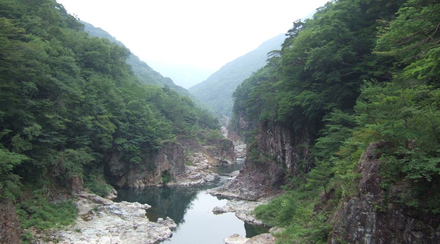 緑深い渓谷
