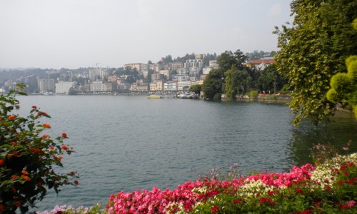 looking back towards the old town along the curving shore line of the park