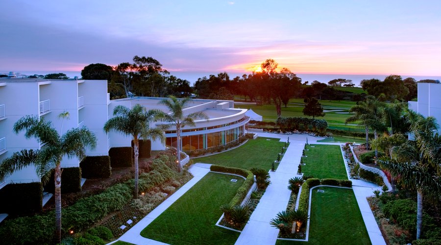 View of Courtyard & Torrey Pines Golf Course at Sunset