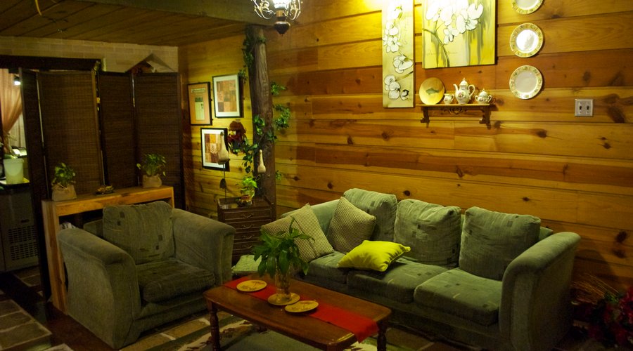 One of many cozy sofas