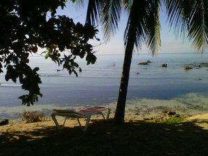 Basseng og strand