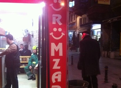 in front of the shop