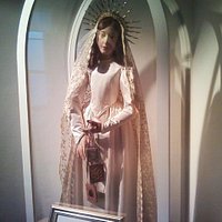 Statue of Hurricane Lady, a madonna found aboard a ship being battered by a hurricane in the 170