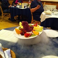 Fruit dessert presented in a heavenly manner
