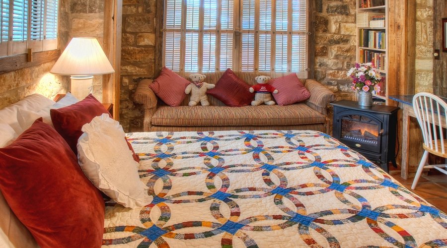 ROOM: Kuebler's Kastle is downstairs, king bed & shower bath.