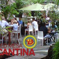 Dine indoors or the courtyard/fountain area.