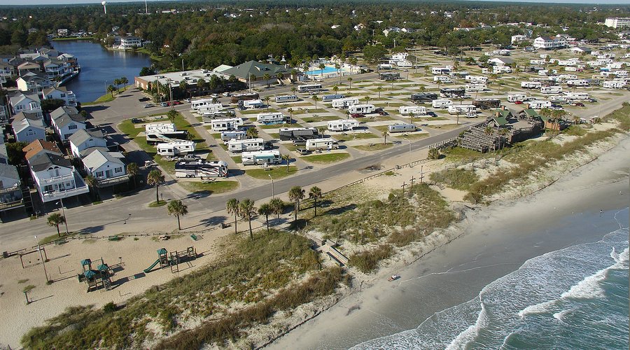 Ocean Lakes Family Campground features nearly a mile of oceanfront campsites and beach houses in