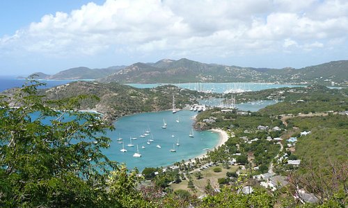 The view of Nelson's Dockyard in Antigua from Shirley Heights