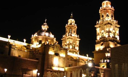 Morelia Cathedral at night