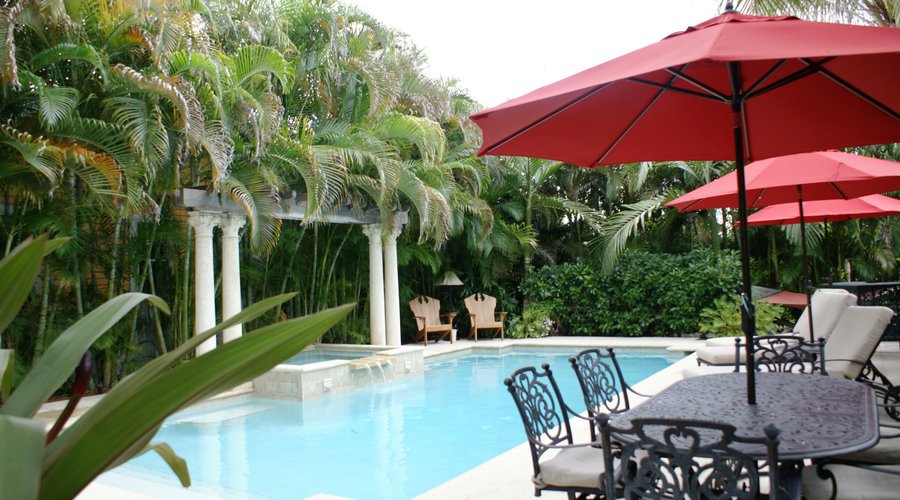 Morning View of B & B Heated Saline Pool